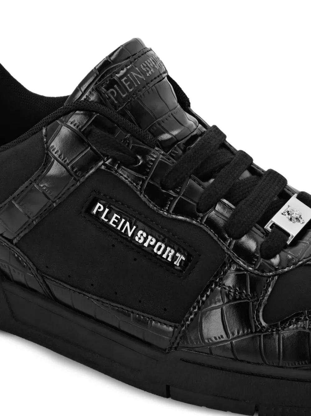 Plein Sport Sneakers met vlakken en krokodillen-reliëf Zwart