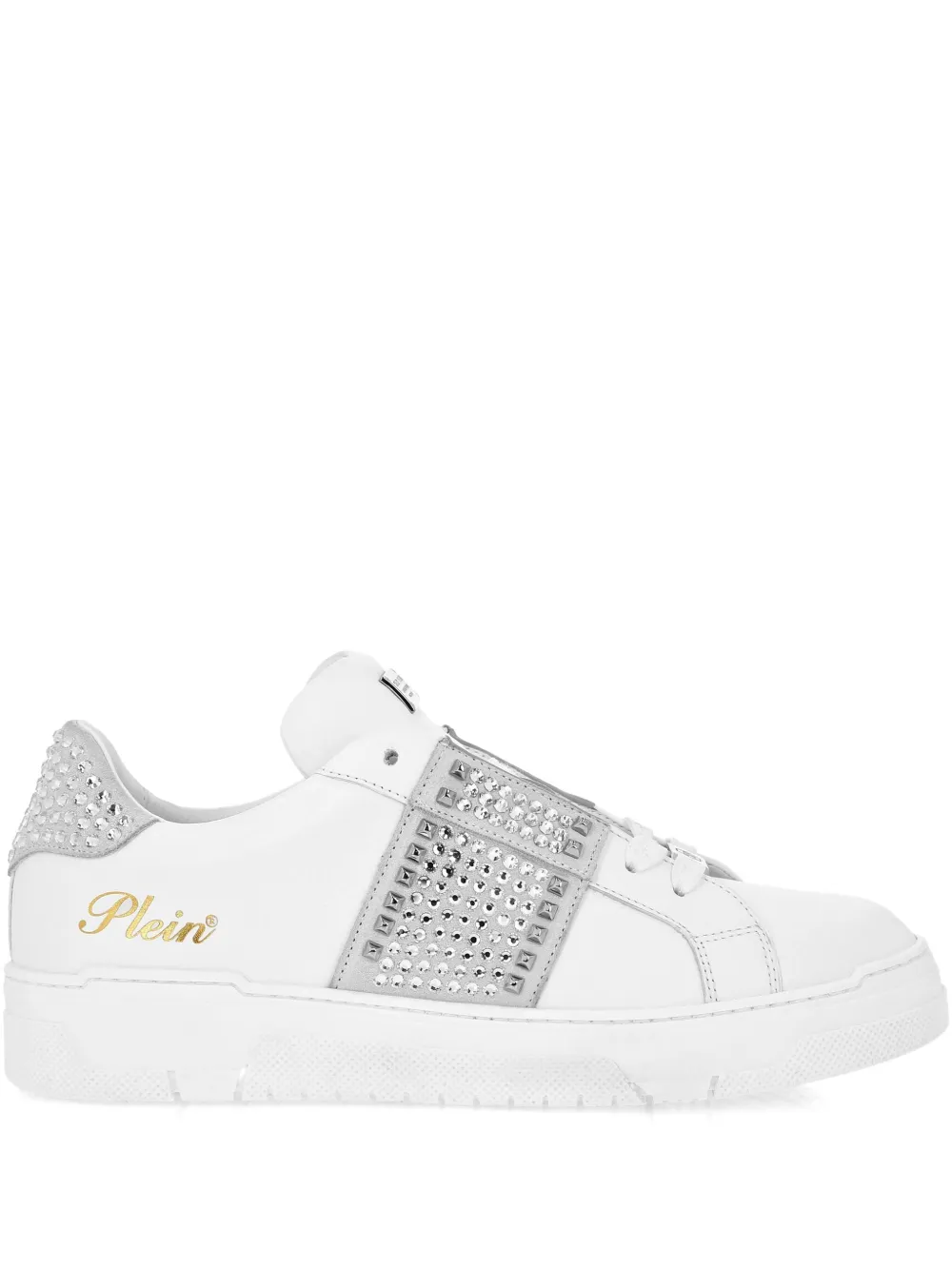 Philipp Plein crystal-embellished leather sneakers White