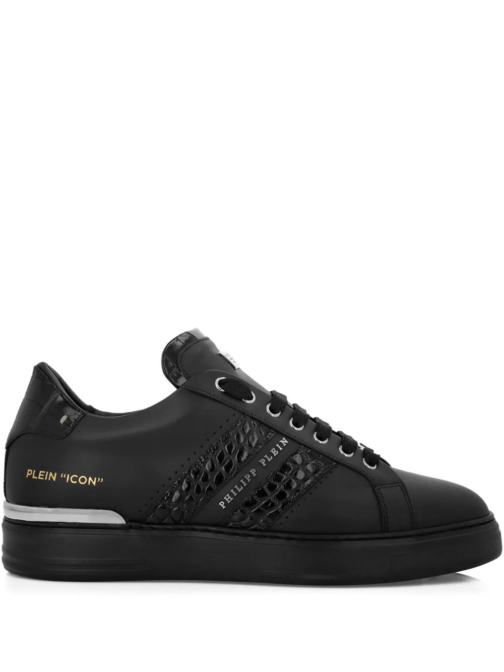 Philipp Plein leather low-top sneakers Black