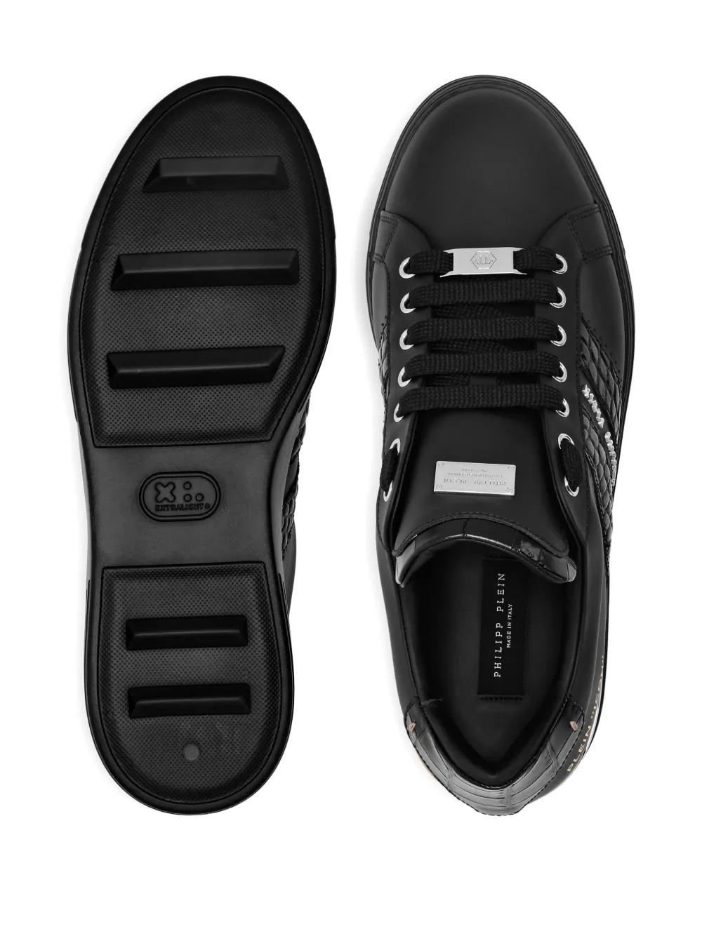 Philipp Plein leather low-top sneakers Black