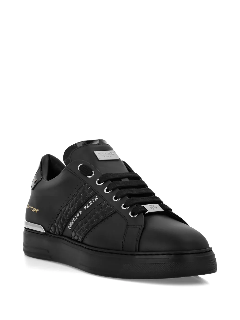 Philipp Plein leather low-top sneakers Black