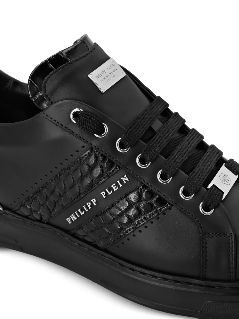 Philipp Plein leather low-top sneakers Black