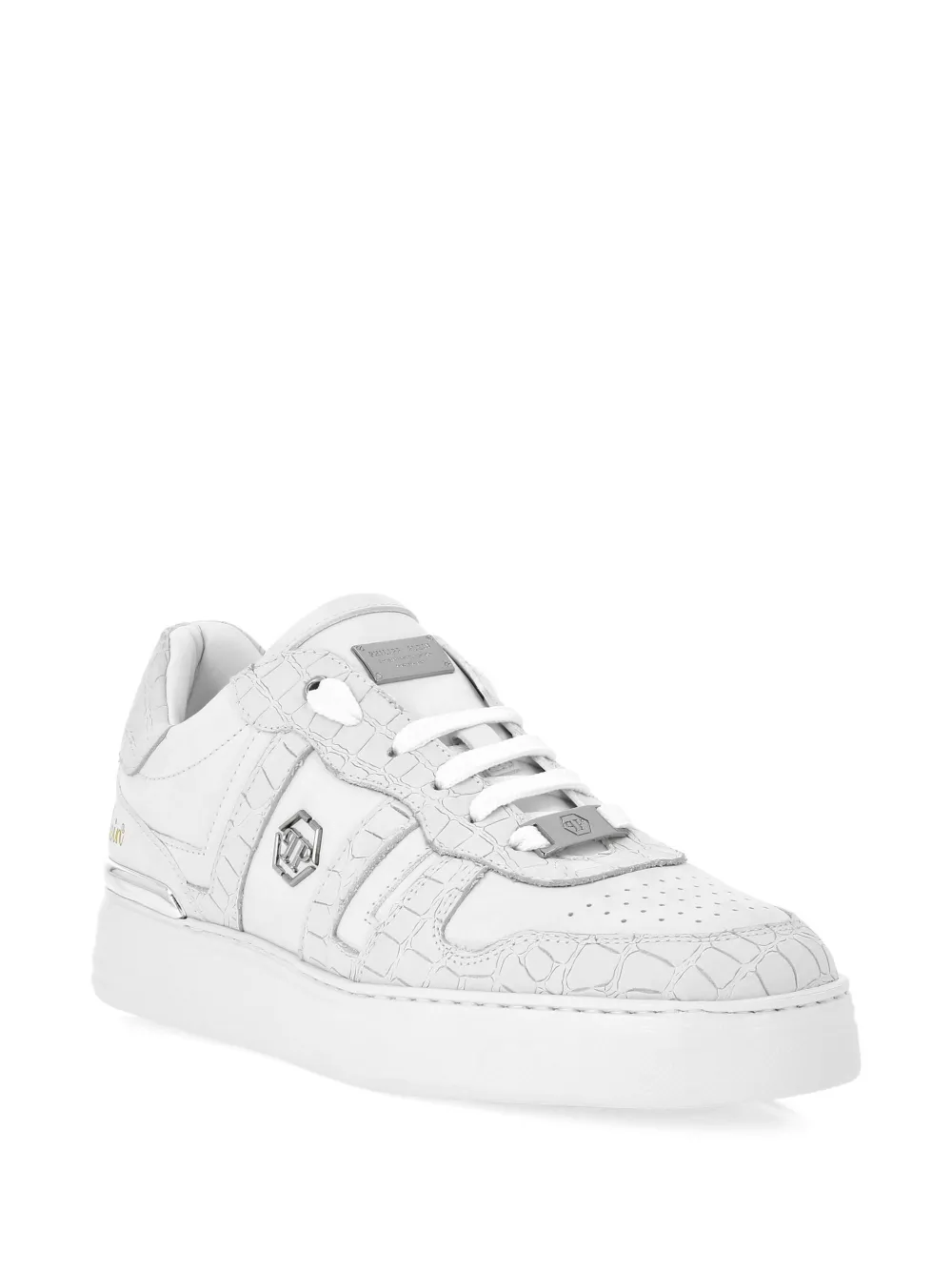Philipp Plein crocodile-effect leather trainers White