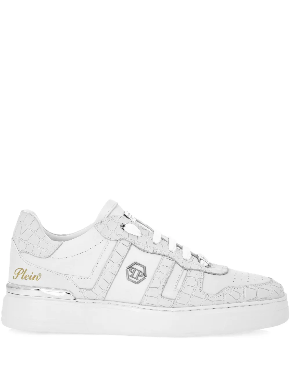 Philipp Plein crocodile-effect leather trainers White
