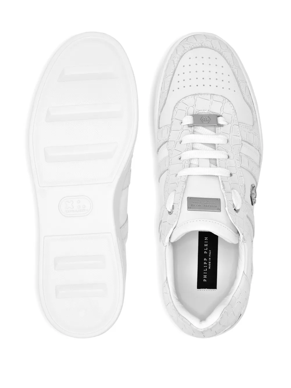 Philipp Plein crocodile-effect leather trainers White