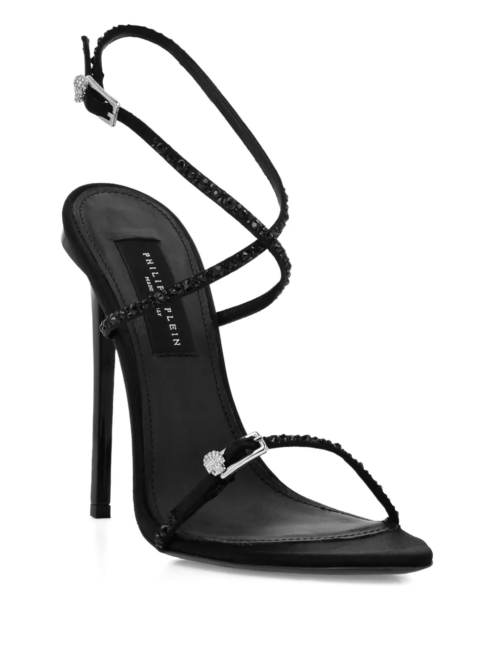 Philipp Plein 120mm crystal-embellished buckle sandals Black