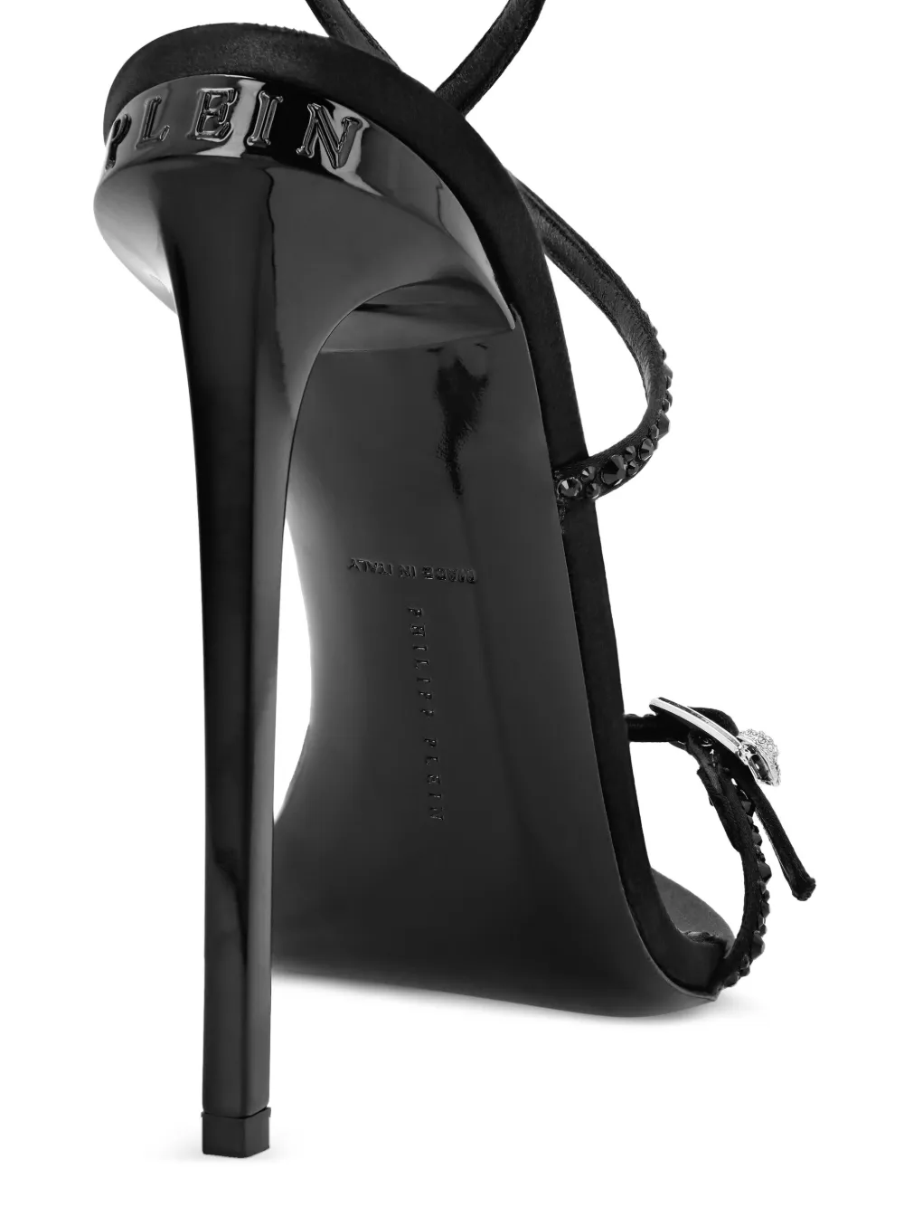 Philipp Plein 120mm crystal-embellished buckle sandals Black