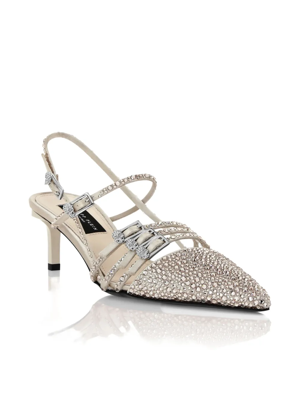 Philipp Plein rhinestone-embellished slingback pumps Neutrals