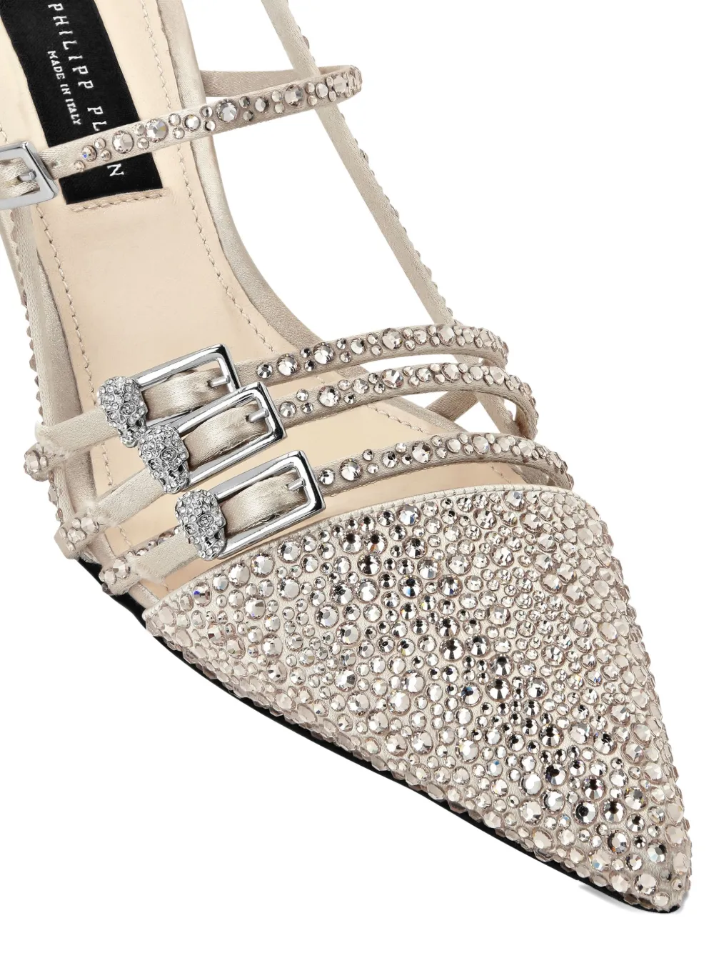 Philipp Plein rhinestone-embellished slingback pumps Neutrals