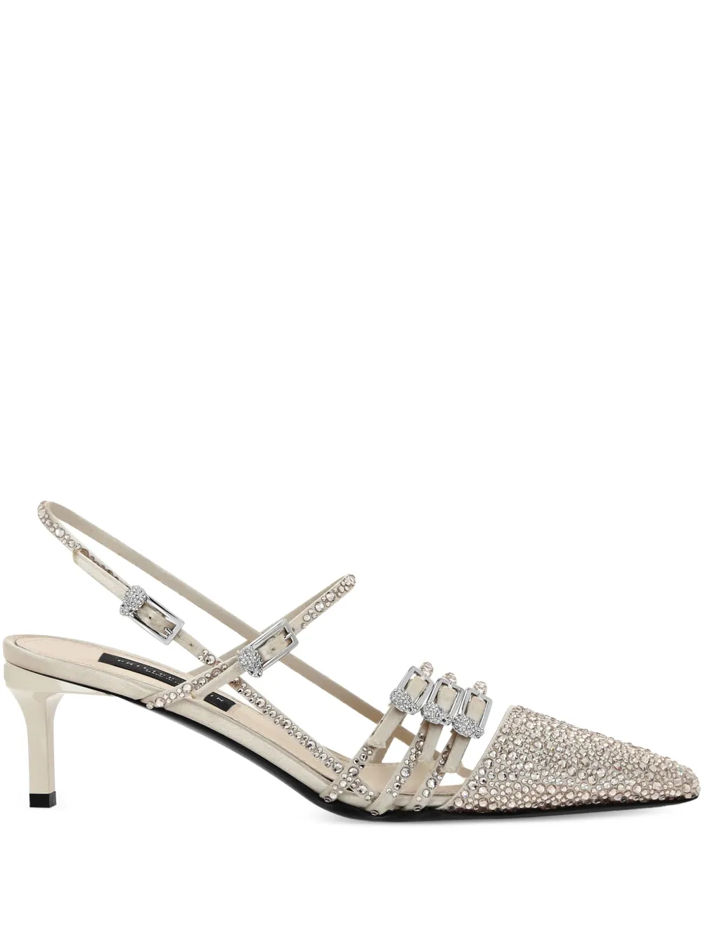 Philipp Plein rhinestone-embellished slingback pumps Neutrals