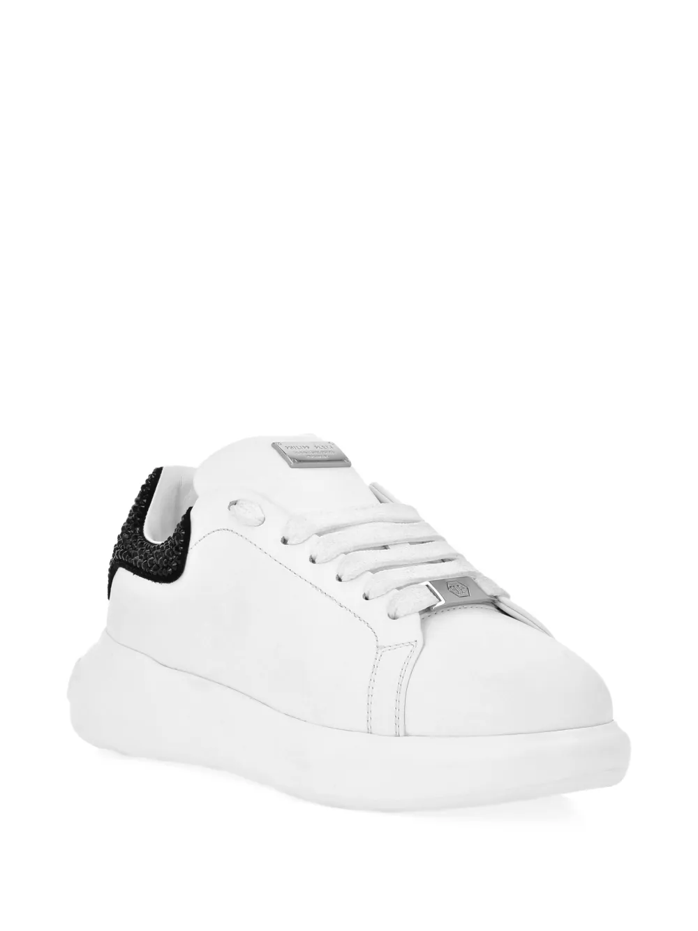 Philipp Plein Mix Strass Crystal-embellished Platform Sneakers In White