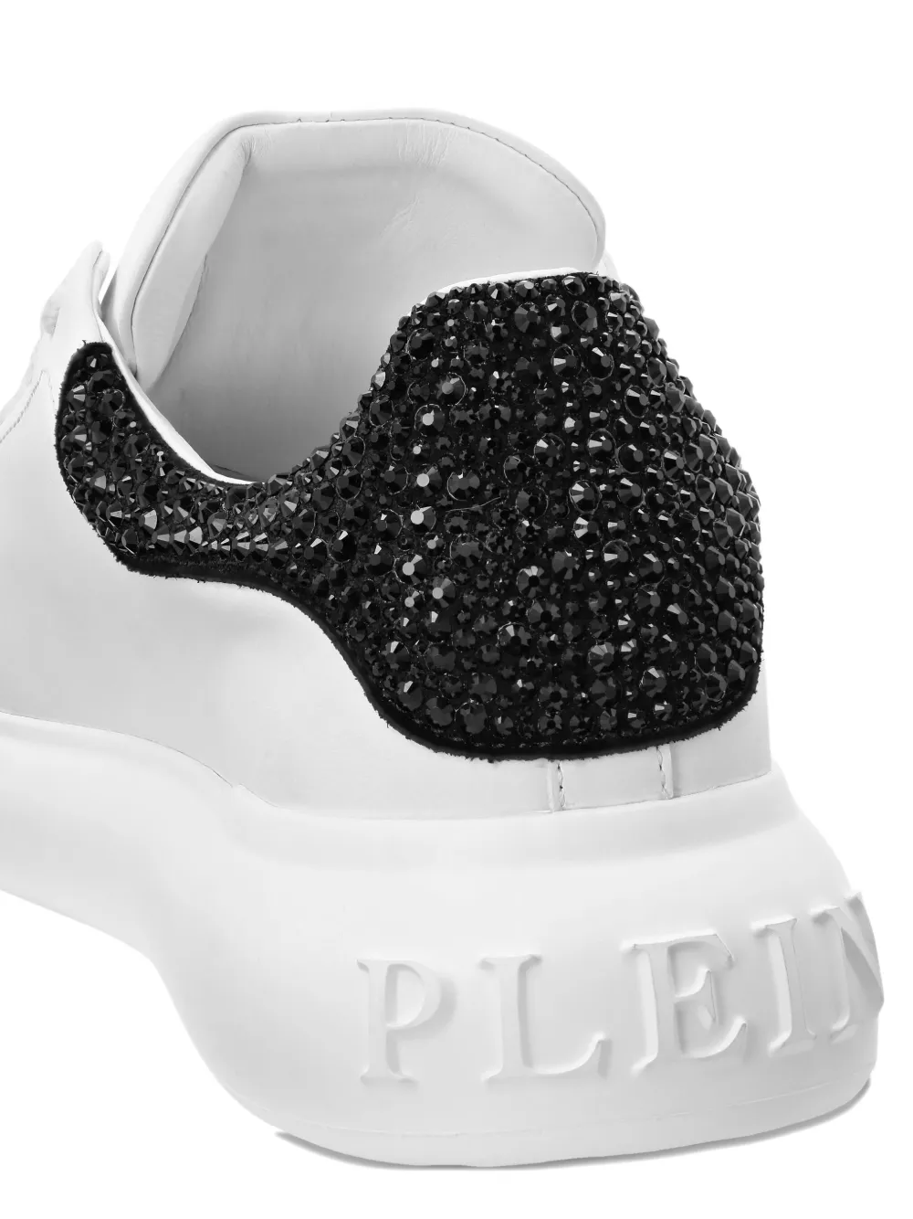 Philipp Plein Mix Strass Crystal-embellished Platform Sneakers In White