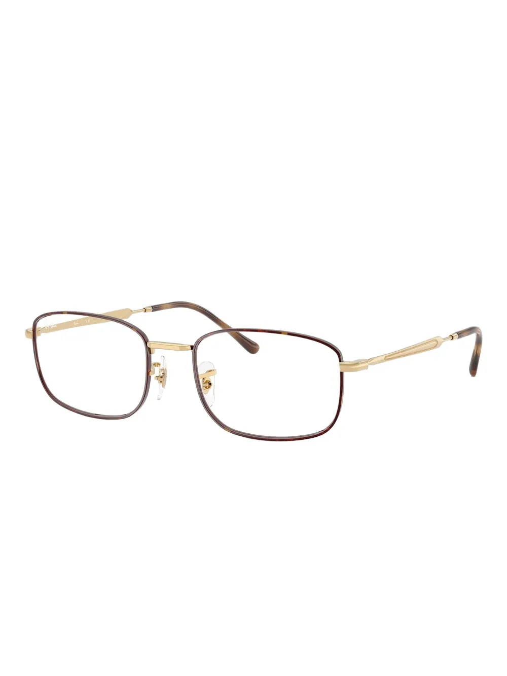 Ray-Ban Bril met metalen rechthoekig montuur Bruin