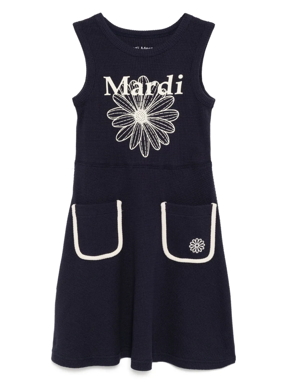 Mardi Mercredi Les Petites ワッフルニットワンピース - ブルー Mardi Mercredi Les Petites ワッフルニットワンピース - ブルー