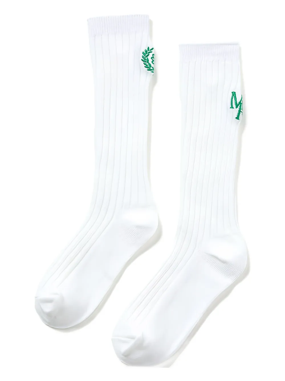 Mardi Mercredi Les Petites Logo-embroidered Ribbed Socks In White