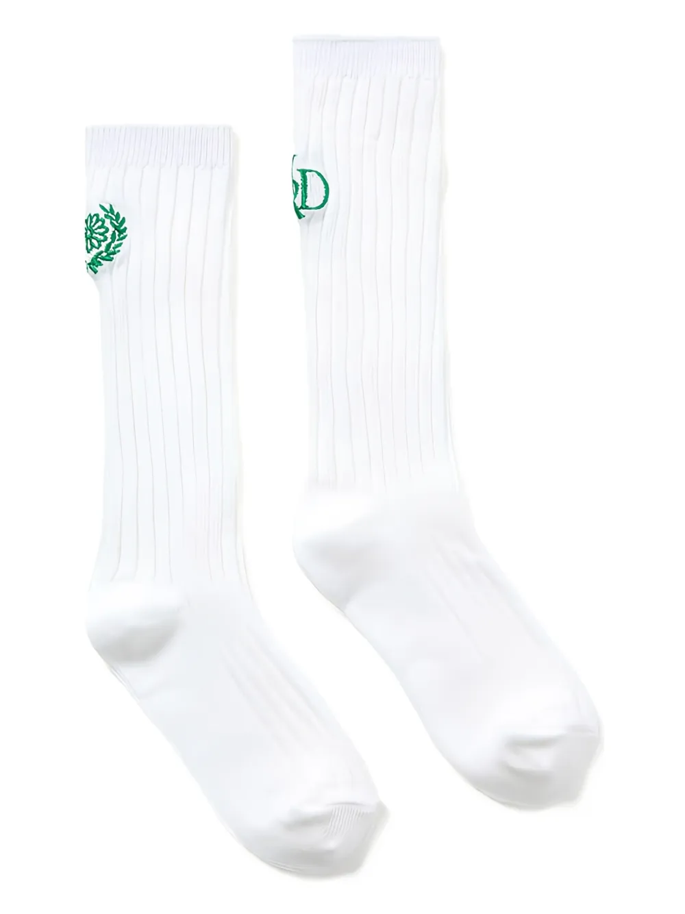 Mardi Mercredi Les Petites Logo-embroidered Ribbed Socks In White