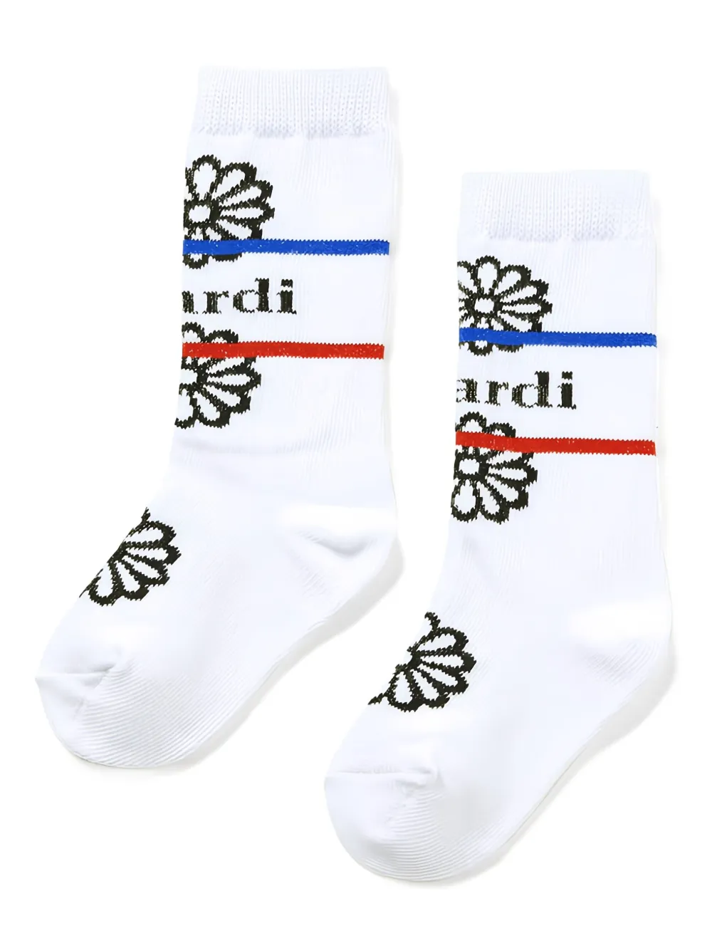 Mardi Mercredi Les Petites Flower Striped Socks In White
