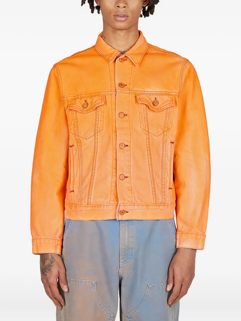 NOTSONORMAL distressed denim jacket Oranje