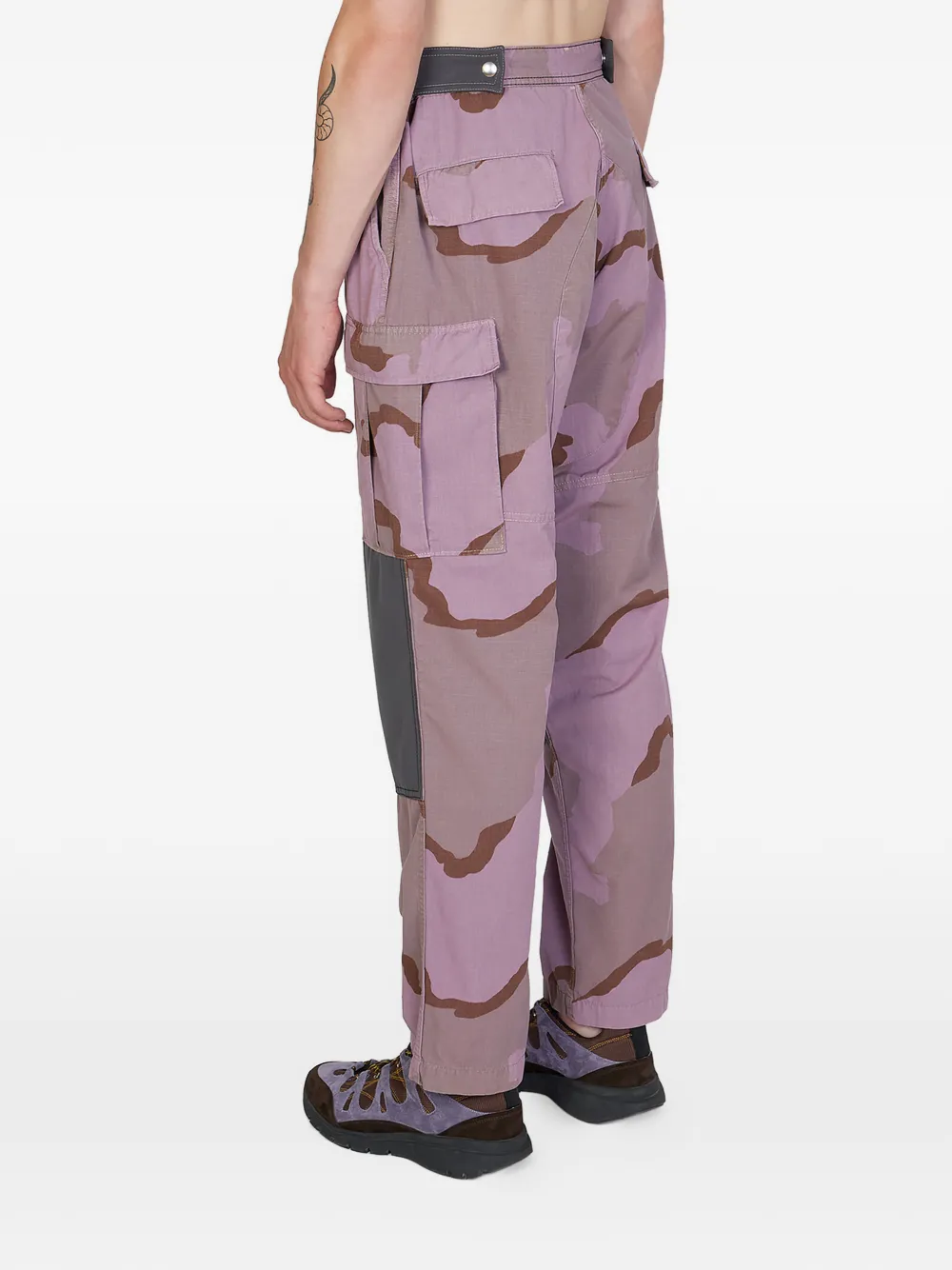 Re-Worked Broek met vlakken en camouflageprint Paars