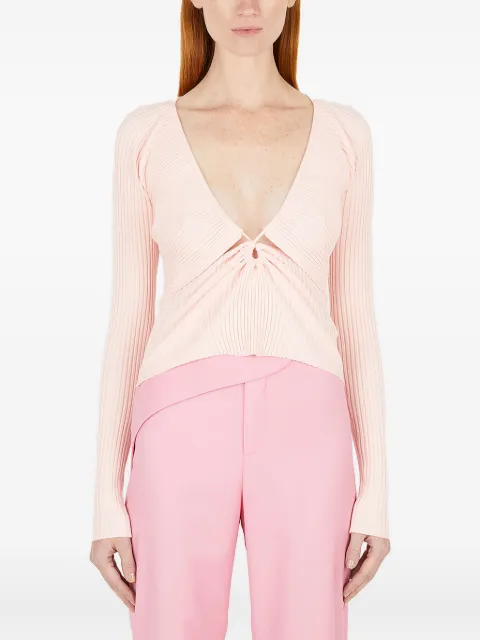 Wynn Hamlyn ruched-panel V-neck T-shirt