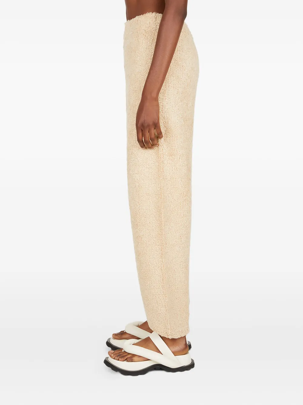 THEOPEN PRODUCT teddy-weave elasticated-cuff trousers | Neutrals | Image 1