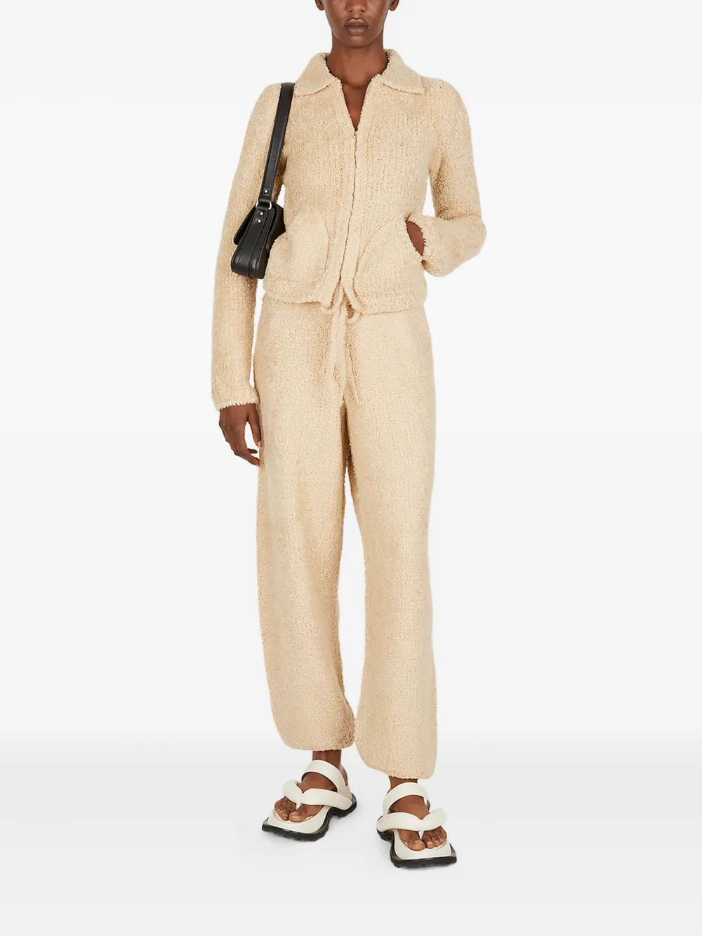 THEOPEN PRODUCT teddy-weave elasticated-cuff trousers - Beige