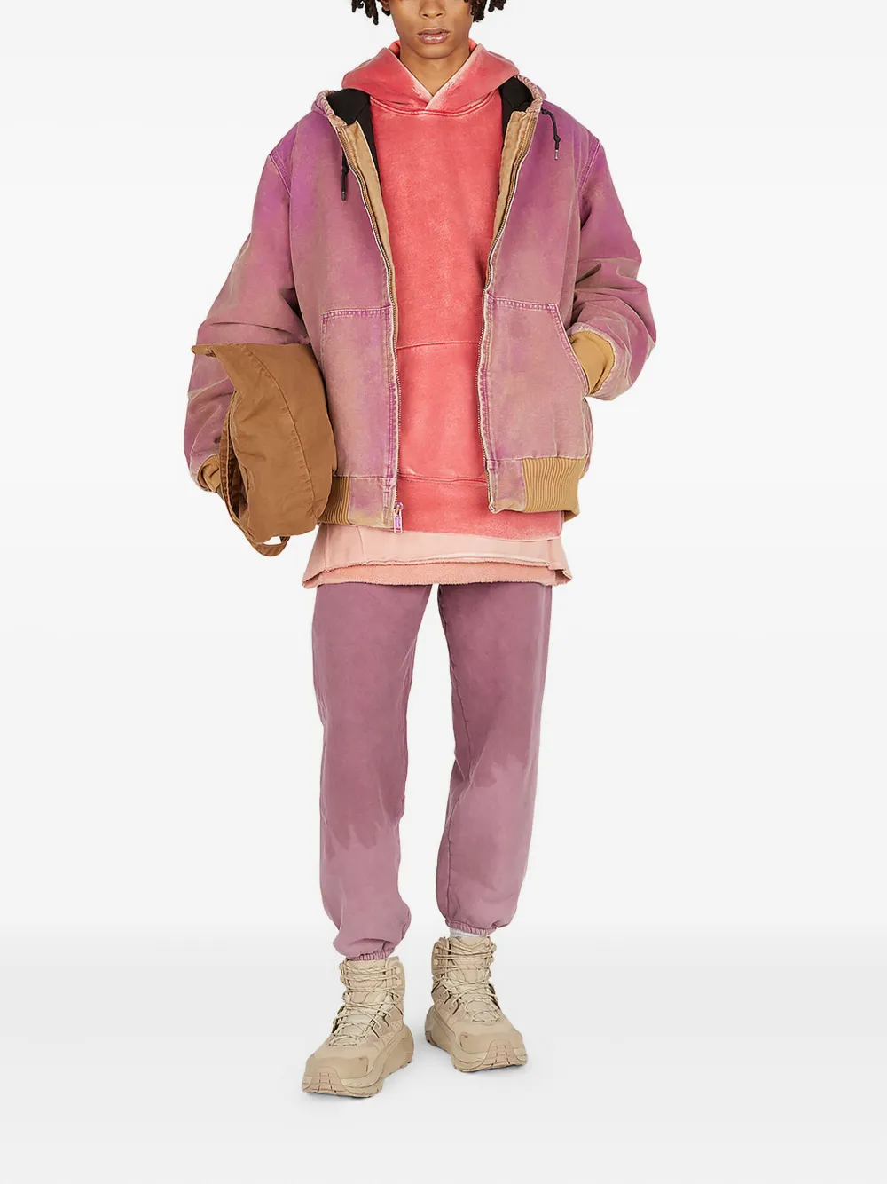 Notsonormal Faded Cotton Track Pants In Pink