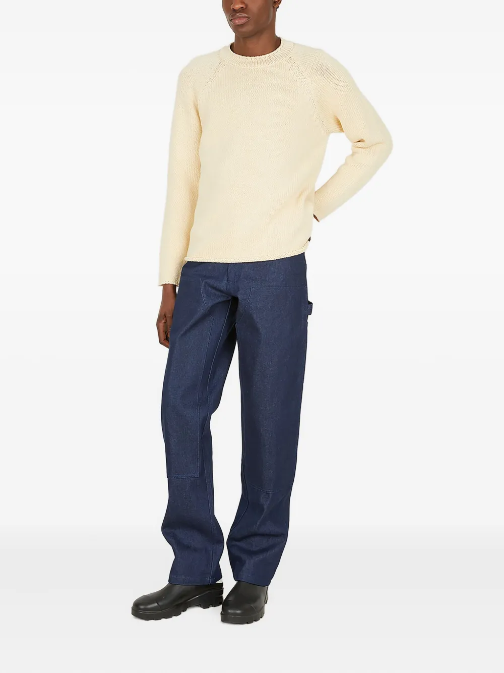 Sky High Farm crew-neck embroidered sweater Beige