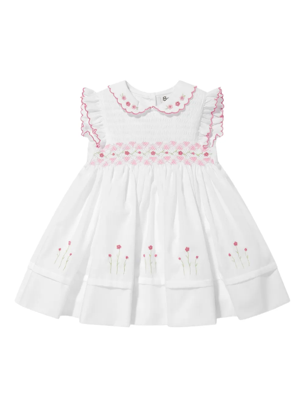 Sarah Louise Jurk met geborduurde bloe Wit