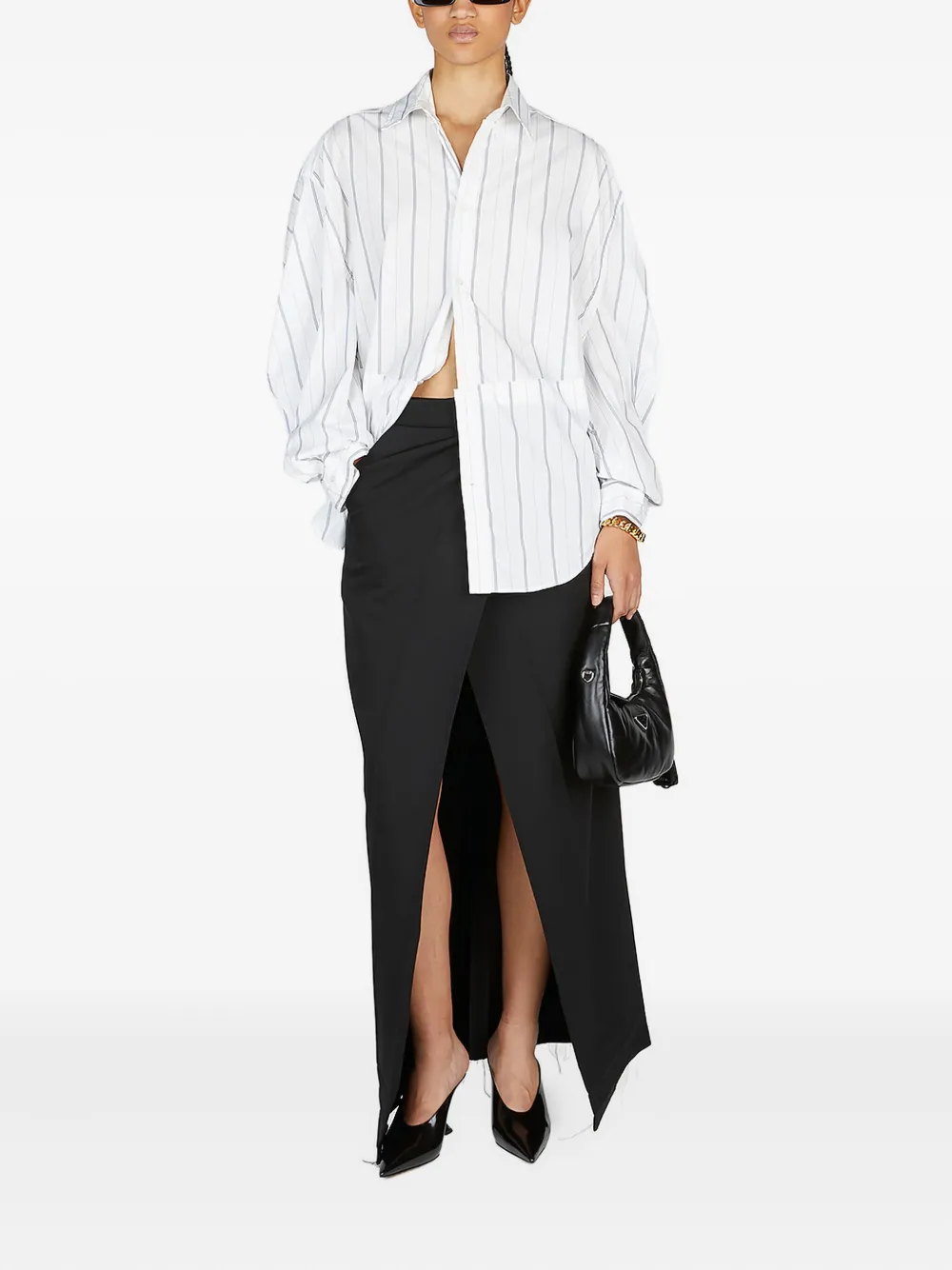 Balenciaga striped balloon-sleeve shirt Wit