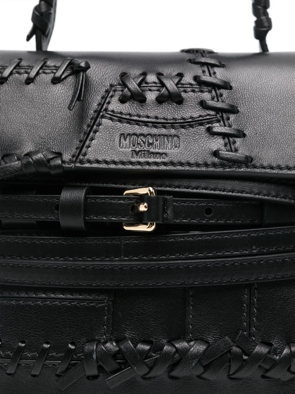 Moschino Leren shopper Zwart
