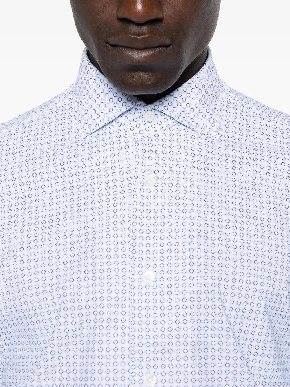 Mazzarelli Overhemd met geometrische print Wit