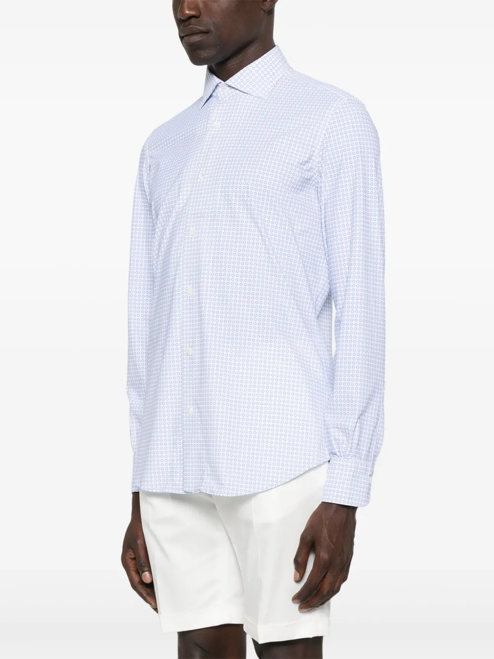 Mazzarelli Overhemd met geometrische print Wit