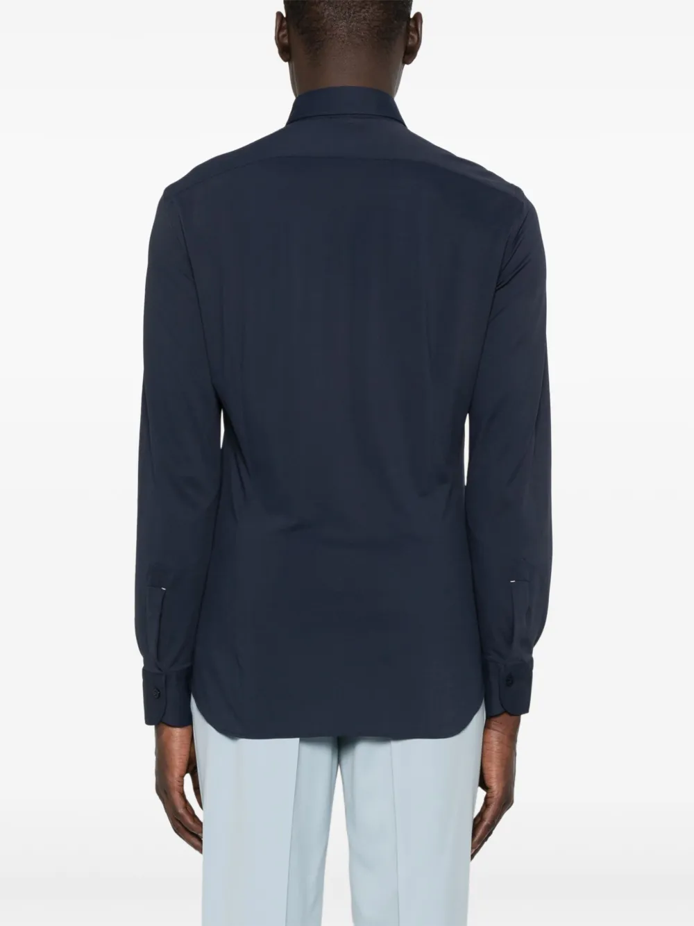 Mazzarelli spread-collar shirt Blauw