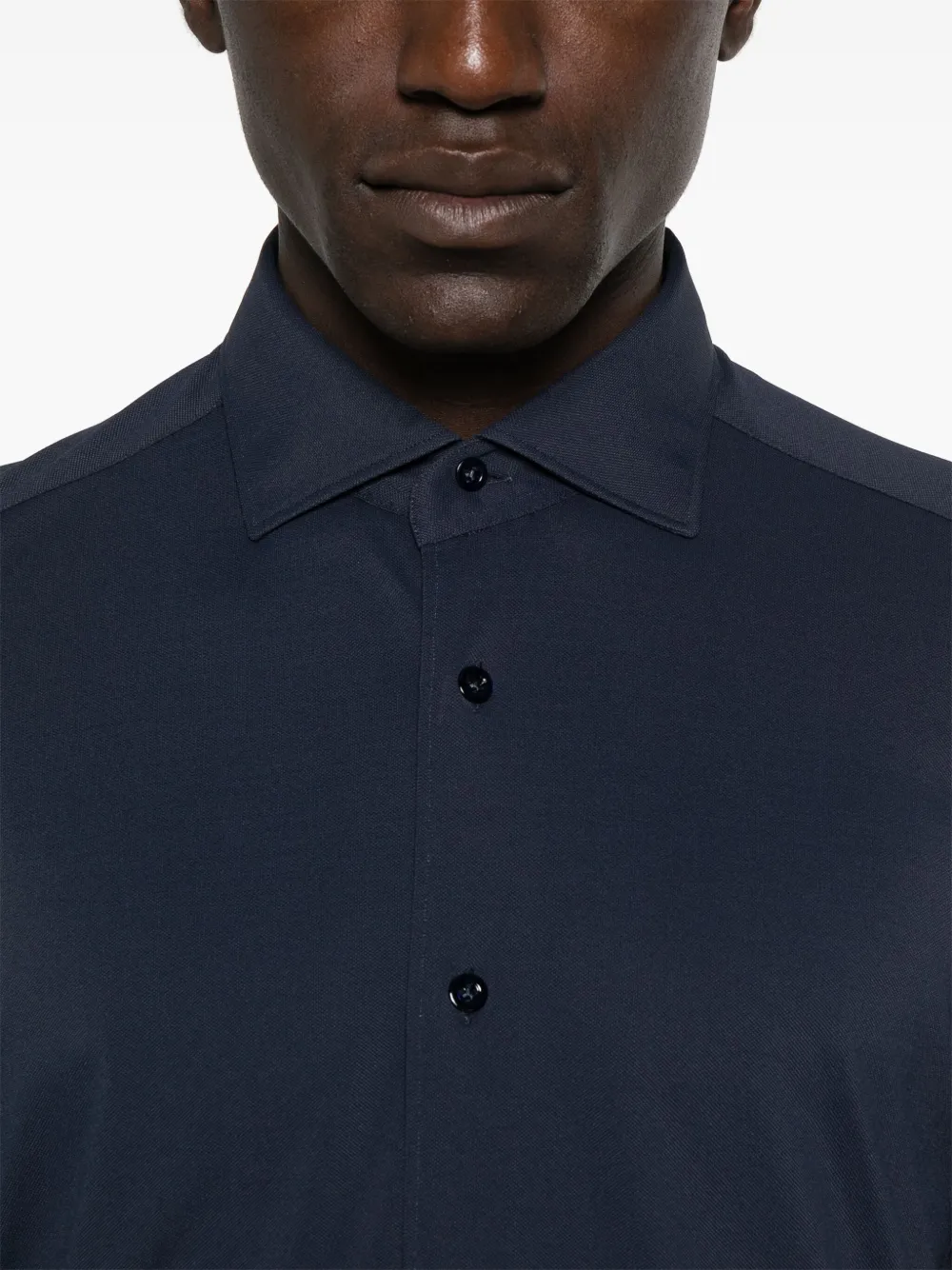 Mazzarelli spread-collar shirt Blauw