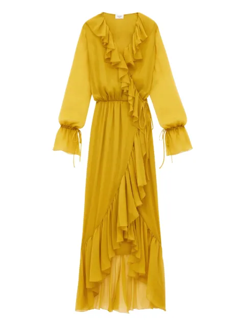 Saint Laurent vestido cruzado con volantes