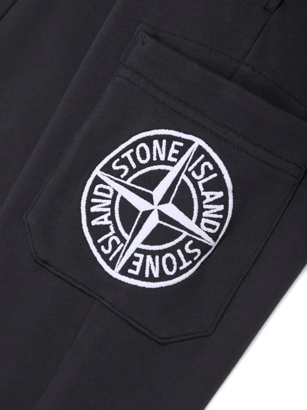 Stone Island Junior Katoenen trainingsbroek met geborduurd logo Blauw