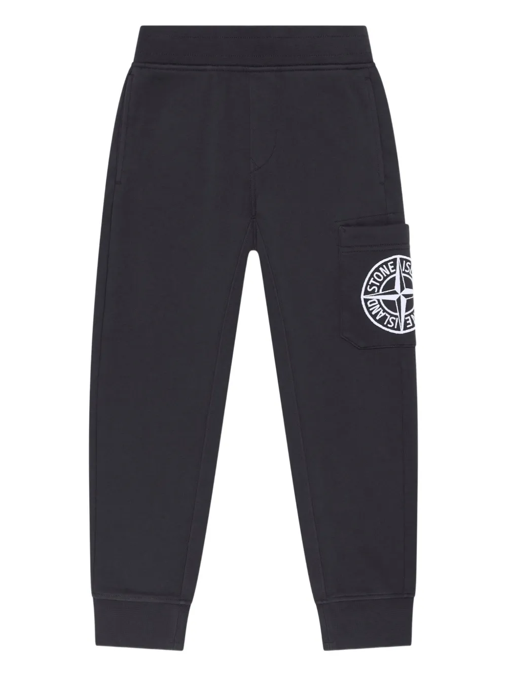 Stone Island Junior Katoenen trainingsbroek met geborduurd logo Blauw