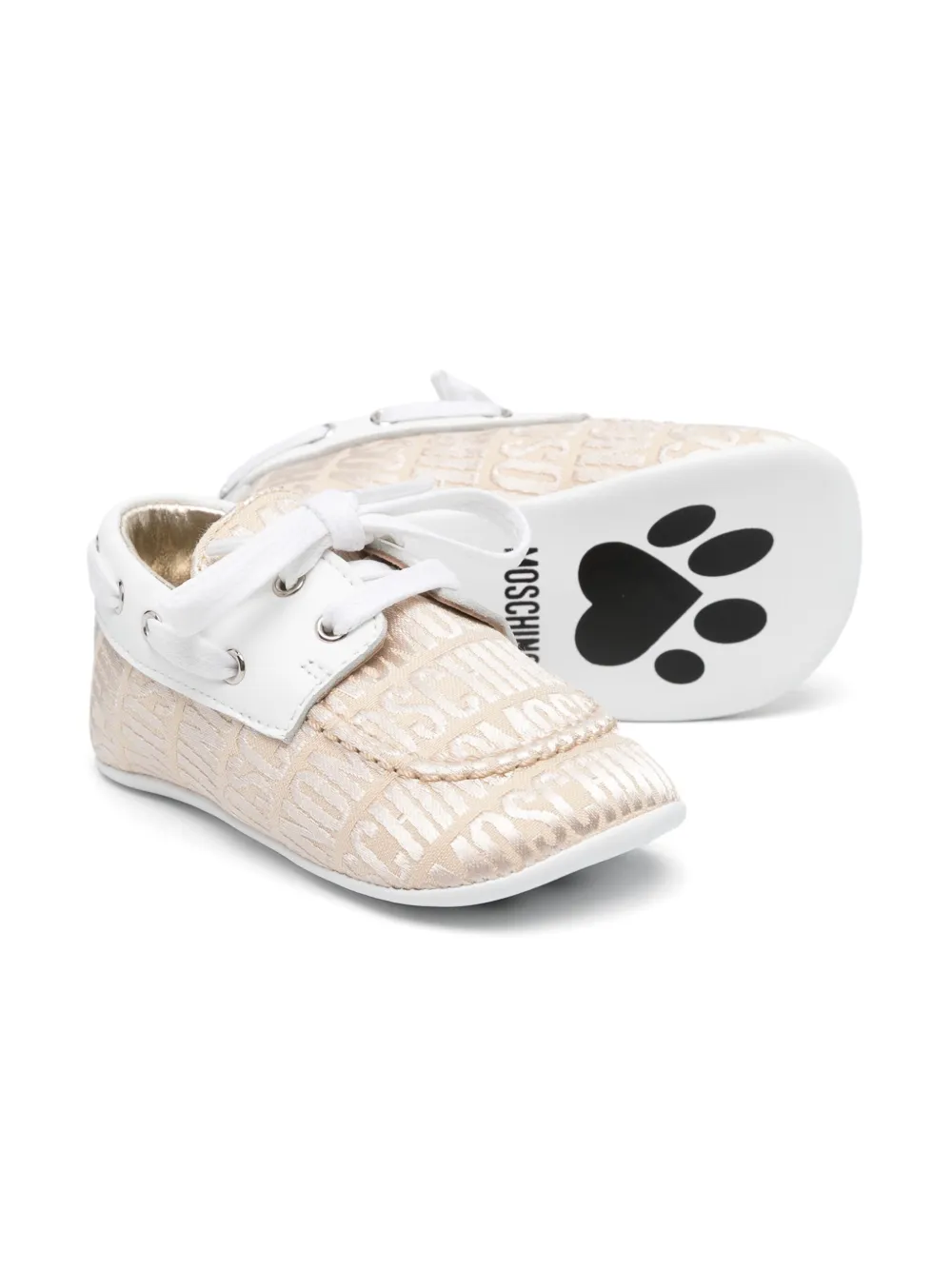 Moschino Kids logo-jacquard pre-walkers Neutrals