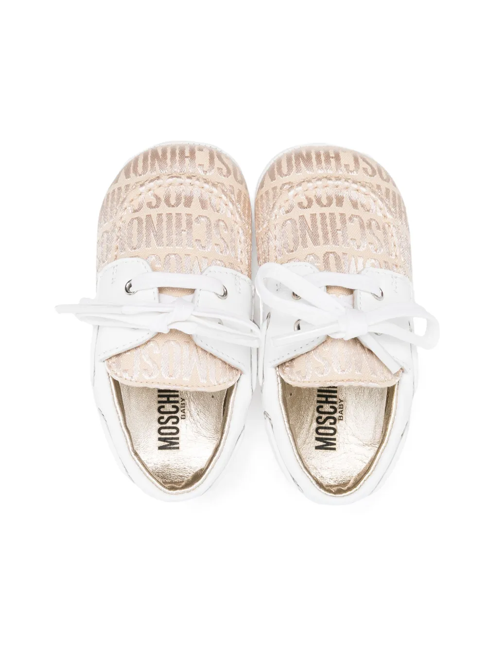 Moschino Kids logo-jacquard pre-walkers Neutrals