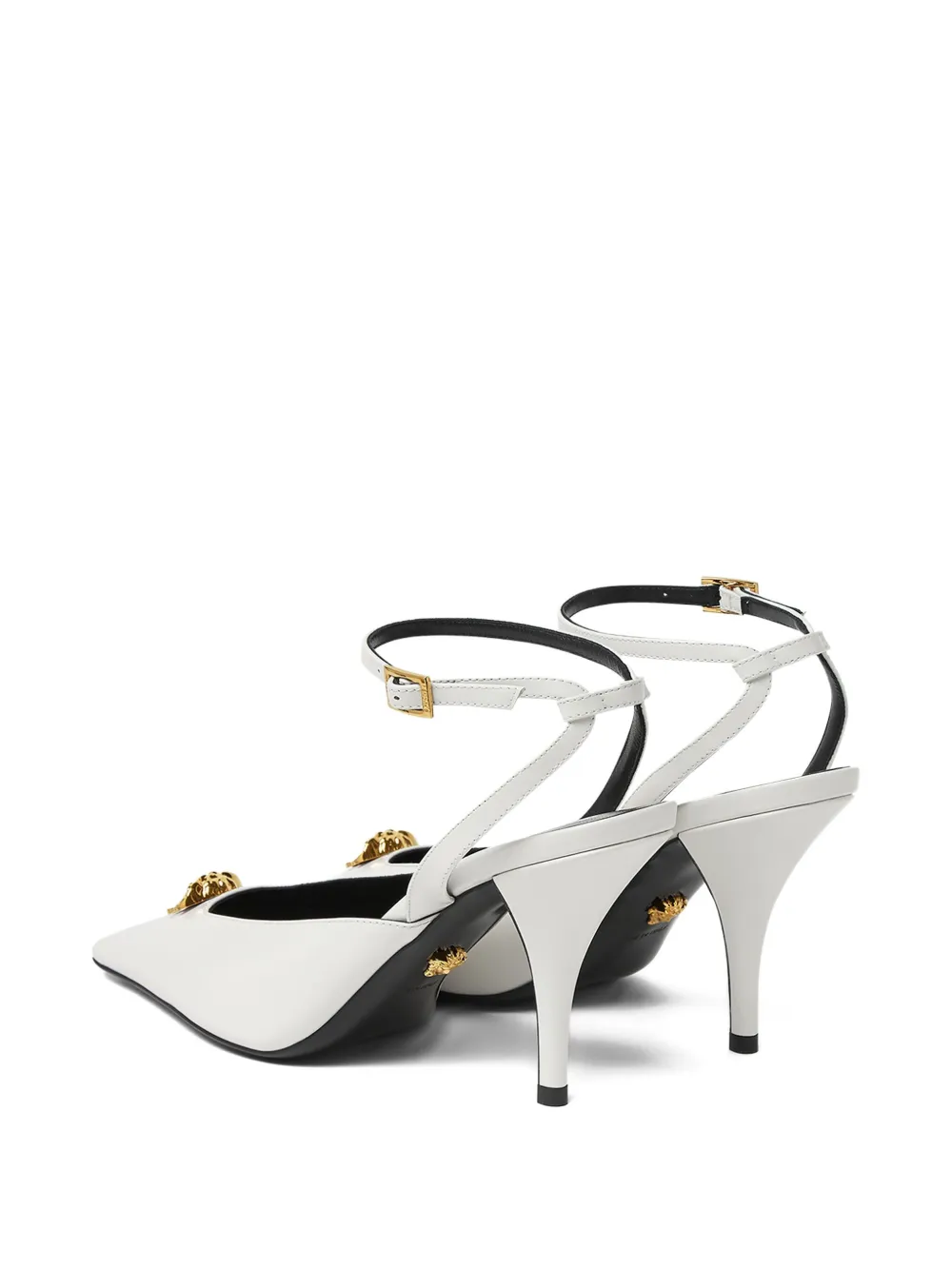 Versace 85mm La Medusa-head pointed-toe pumps White
