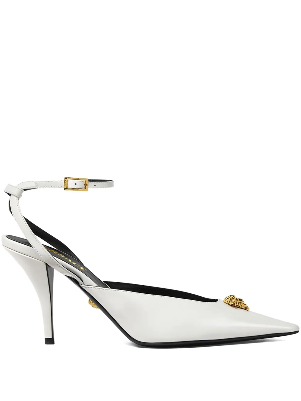 Versace 85mm La Medusa-head pointed-toe pumps White