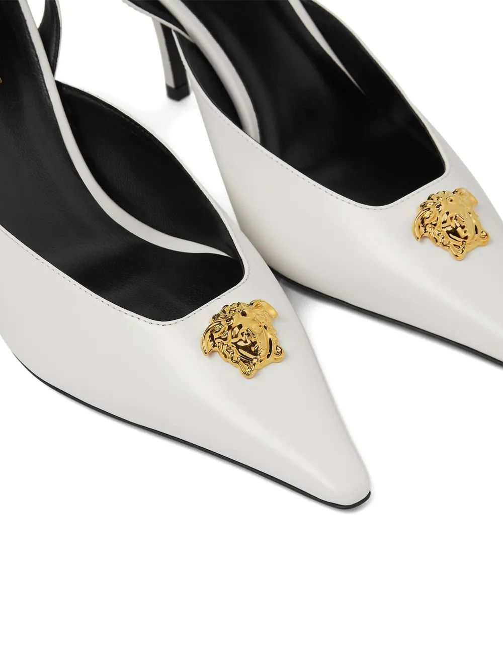 Versace 85mm La Medusa-head pointed-toe pumps White