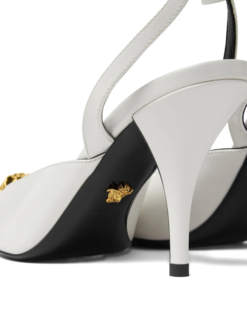 Versace 85mm La Medusa-head pointed-toe pumps White