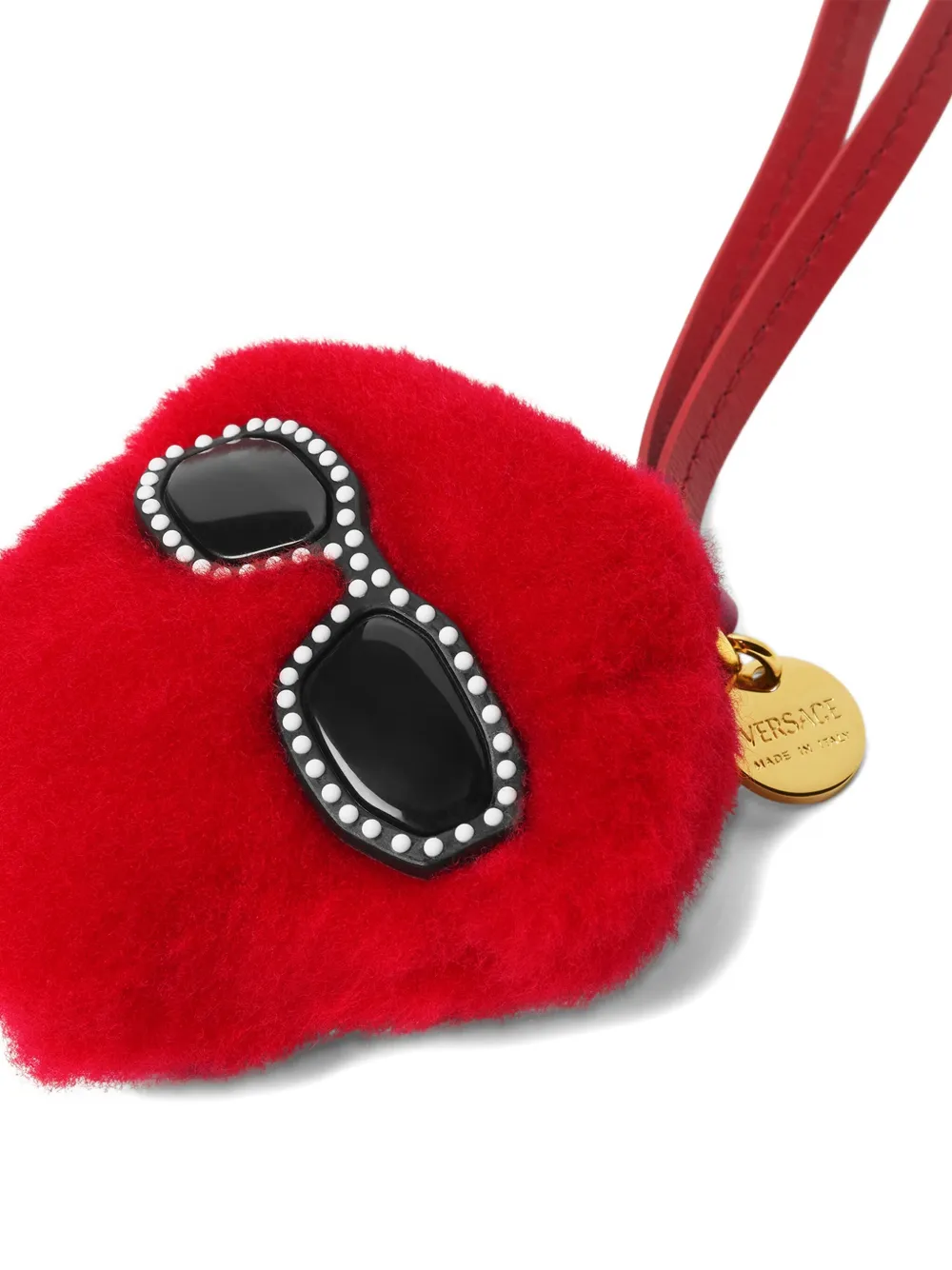 Versace Medusa sleutelhanger met bont Rood