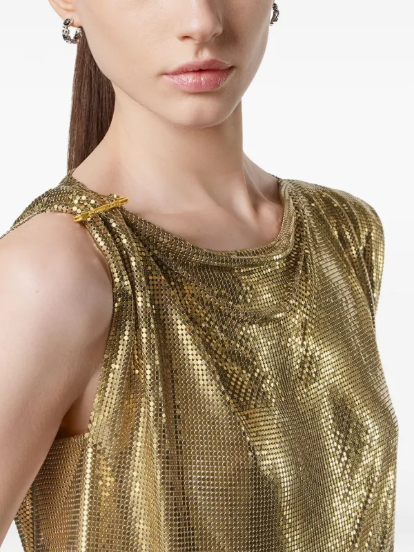Versace Safety Pin Mesh Top | Gold | FARFETCH ID