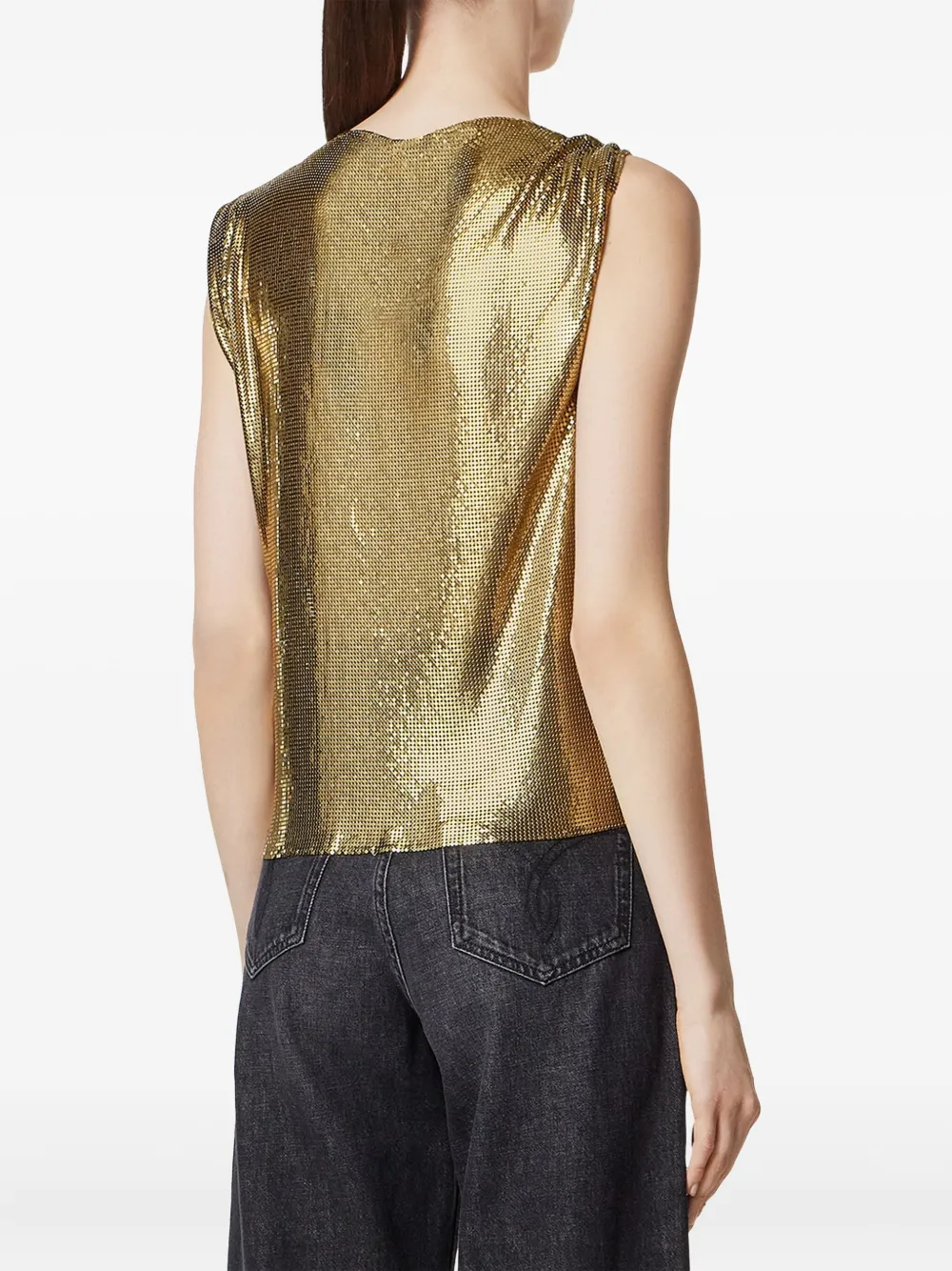 Versace Mesh top met veiligheidsspeld Goud