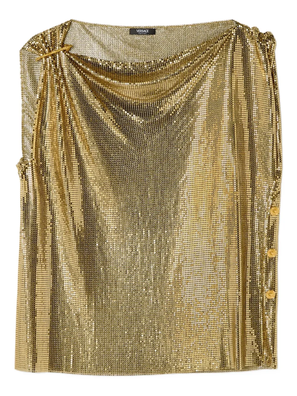 Versace Mesh top met veiligheidsspeld Goud