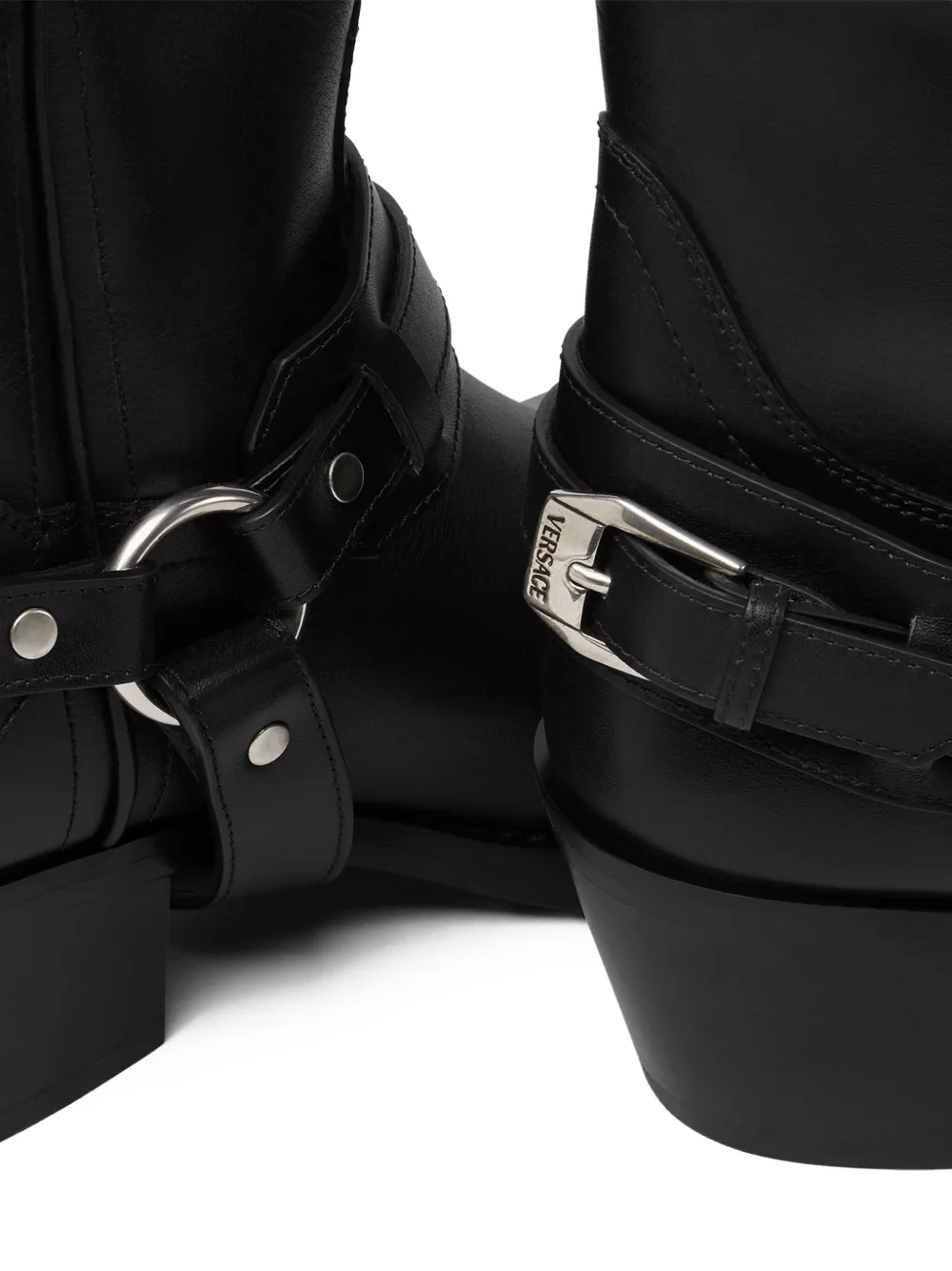 Versace leather cowboy boots Black