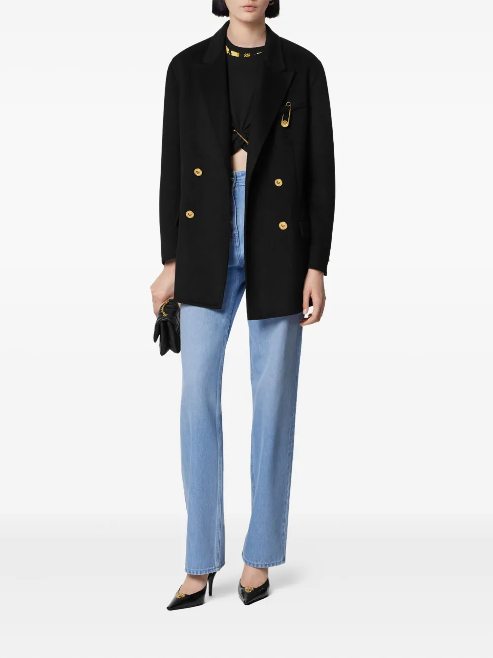 Versace Jas met dubbele rij knopen Zwart